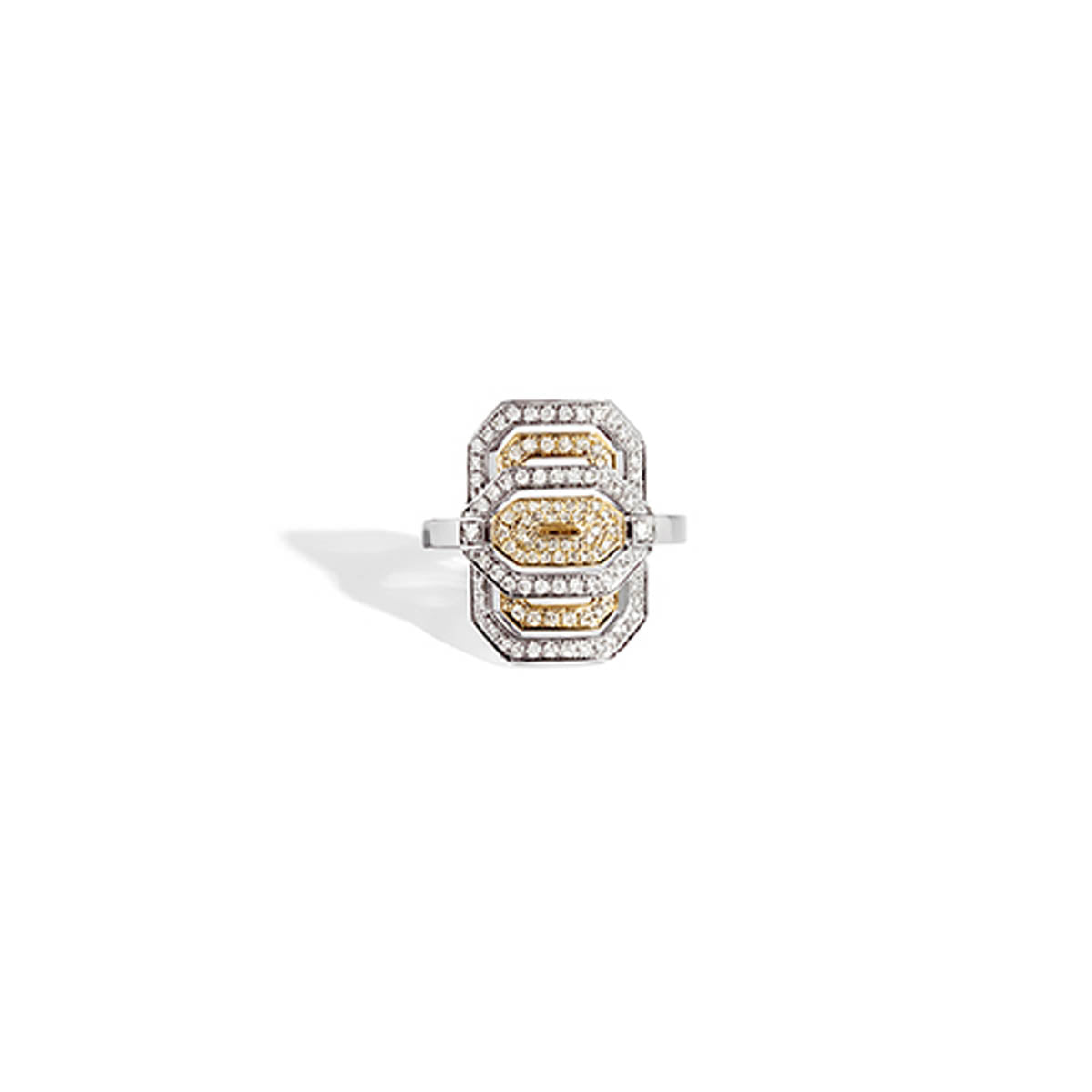 Petite My Way Ring Diamonds 18K White & Yellow Gold