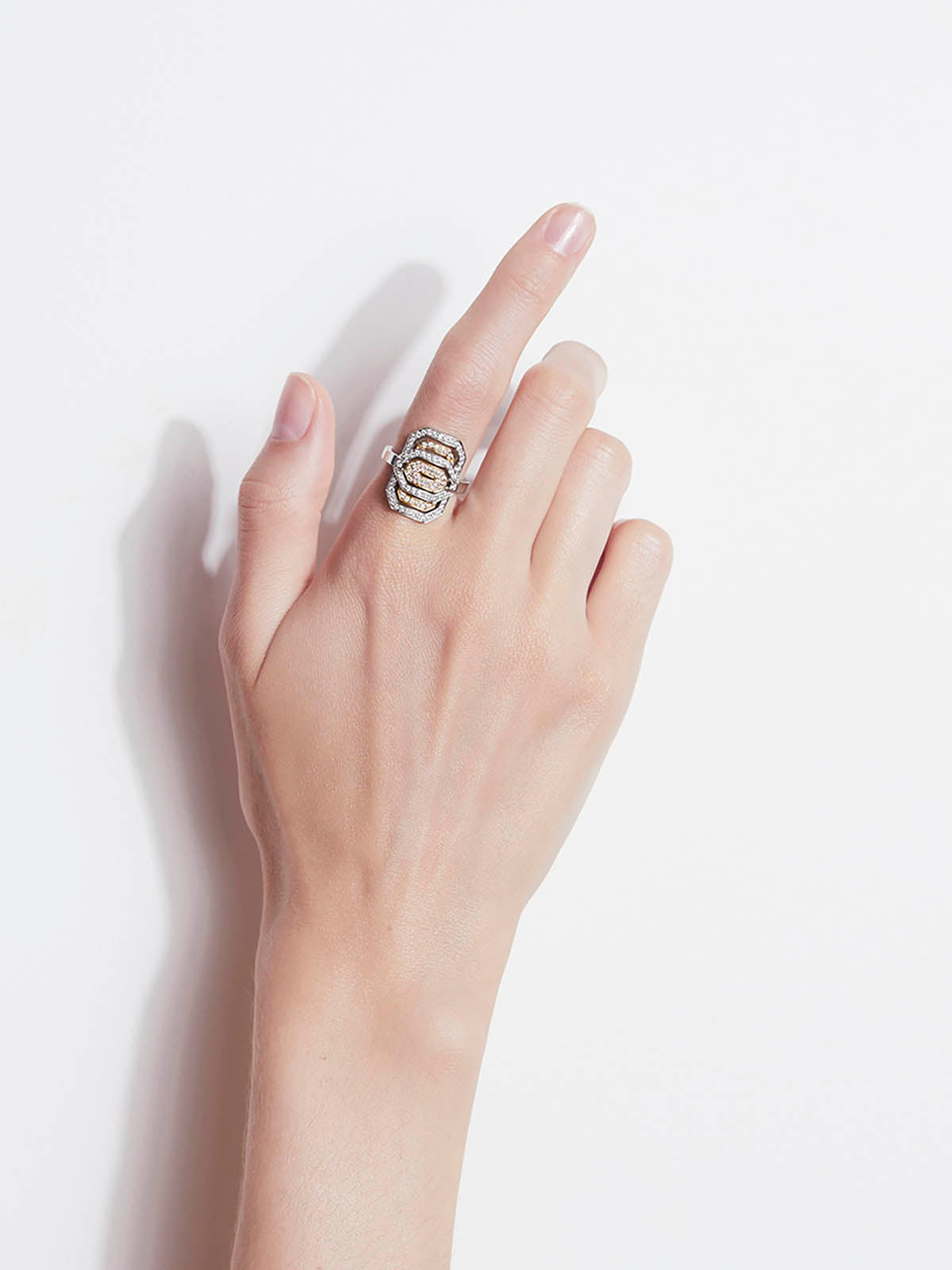 Petite My Way Ring Diamonds 18K White & Yellow Gold
