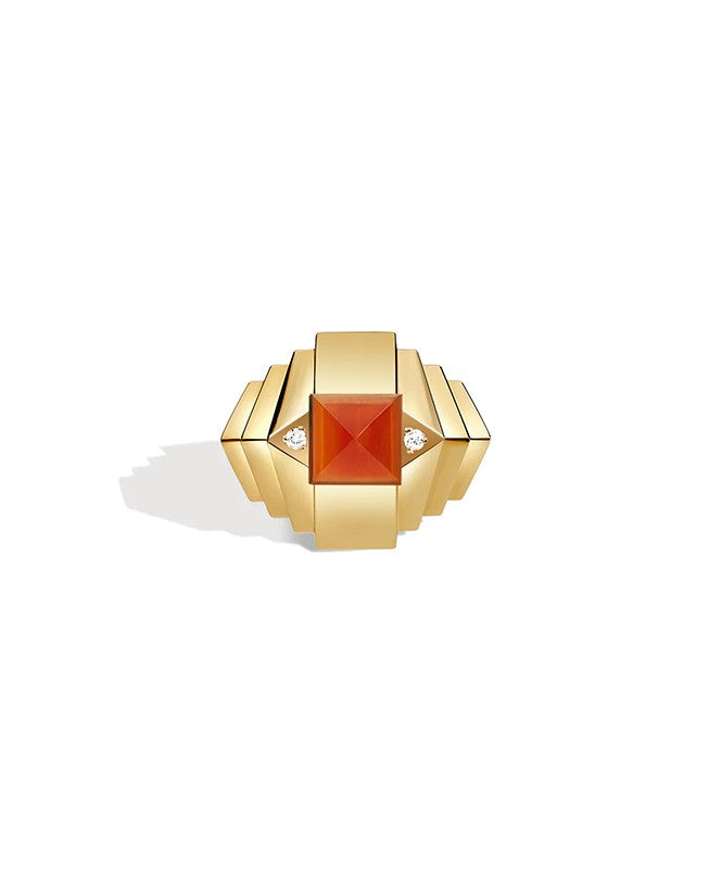 Rockaway Mini Pyramid Ring Yellow Gold and Carnelian