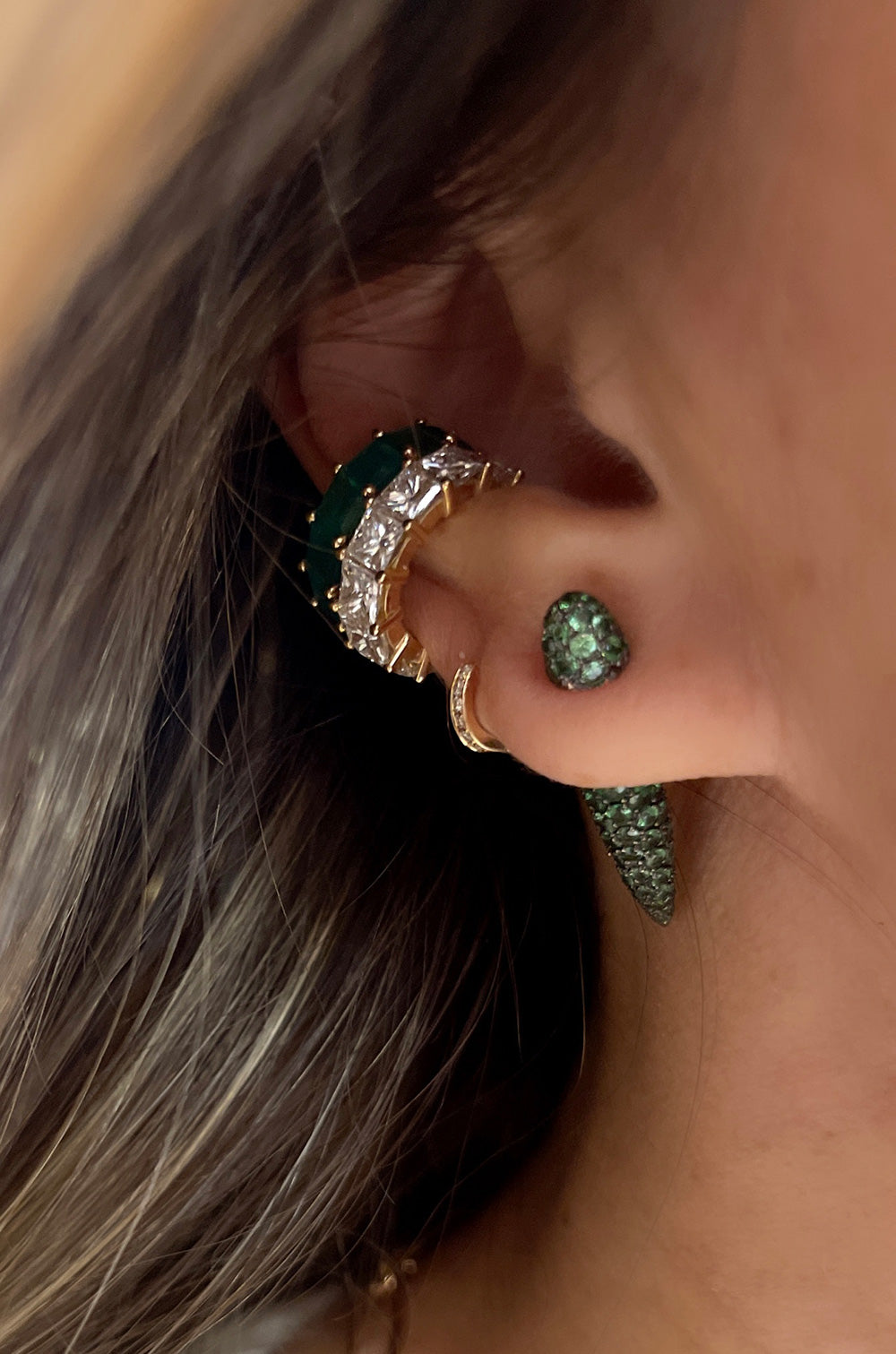 Fuse Earring with Tsavorites