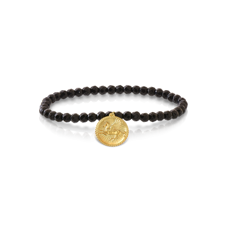 Pegasus Bracelet with faceted  beads and gold charm