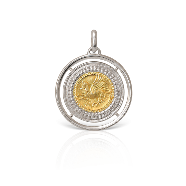 Pegasus Large  Gold and Silver  Charm Pendant