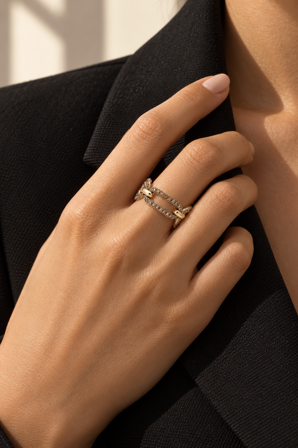 Lace Brown Diamond Chain Ring