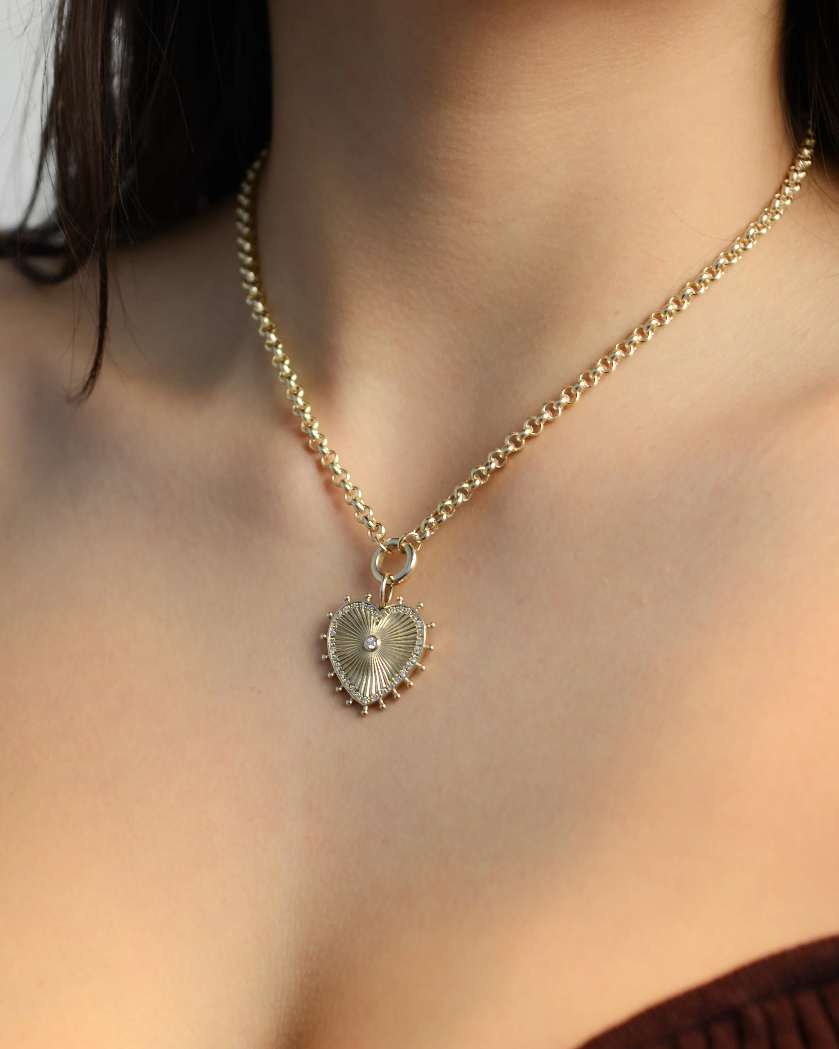 Cassandane Small Diamond Heart Charm Medallion