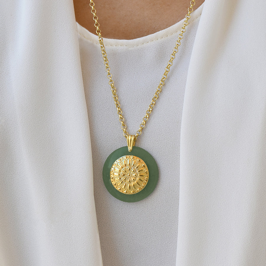 Blossom Rosette Aventurine Pendant
