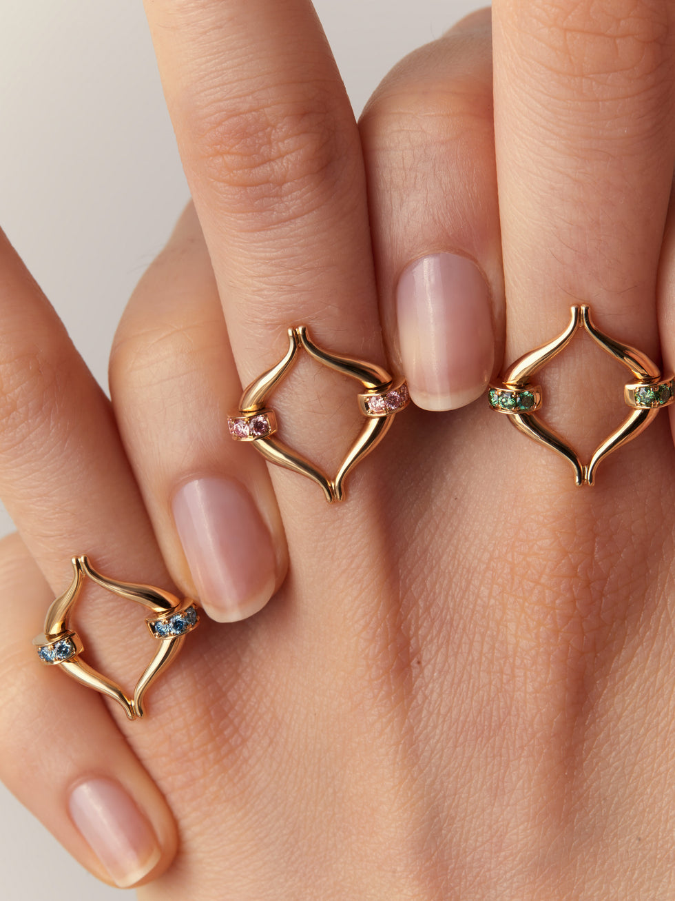 Eboris Link Paved Pink Martini Ring