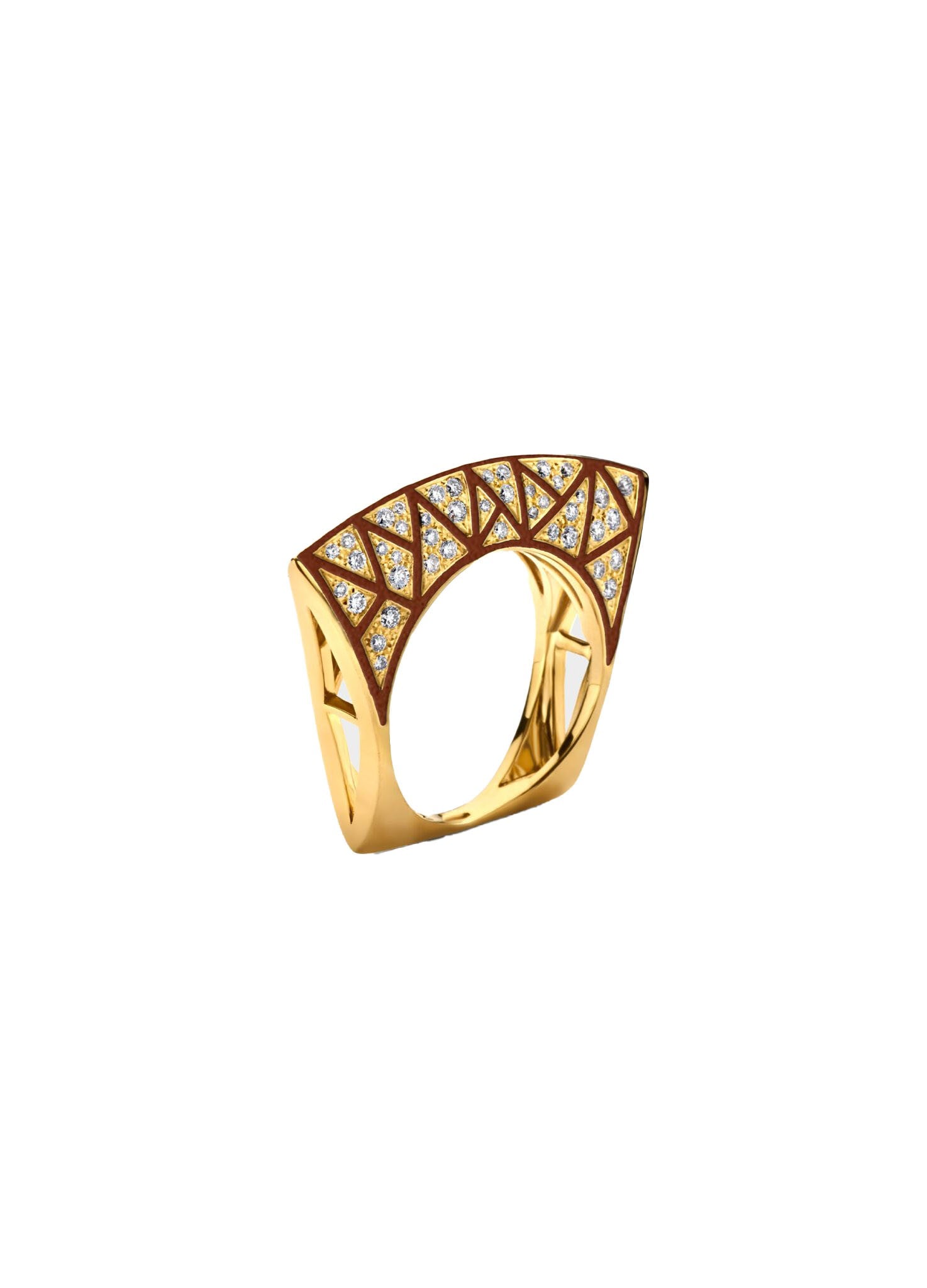 LOTUS BROWN CROSS RING