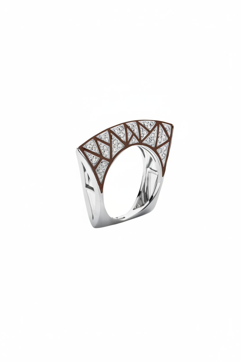 LOTUS BROWN CROSS RING