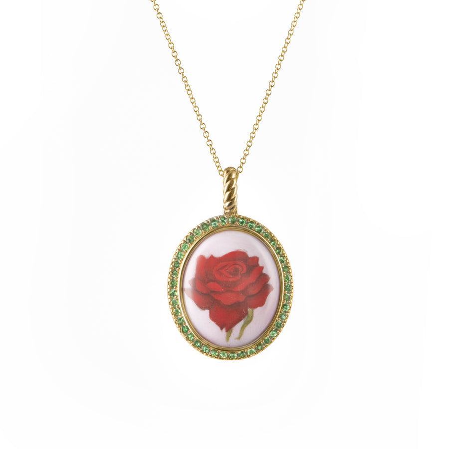 LOVE'-Pendant-with-big-handpainted-Enamel-Pink-Rose-