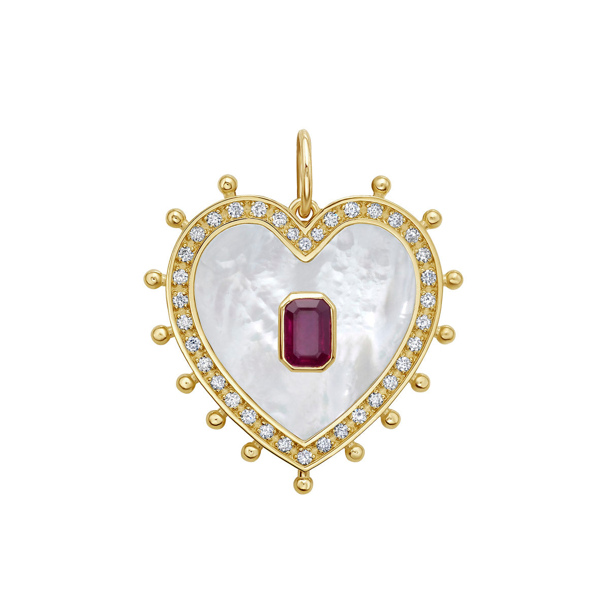 Lucia Ruby Heart Mother of Pearl Charm