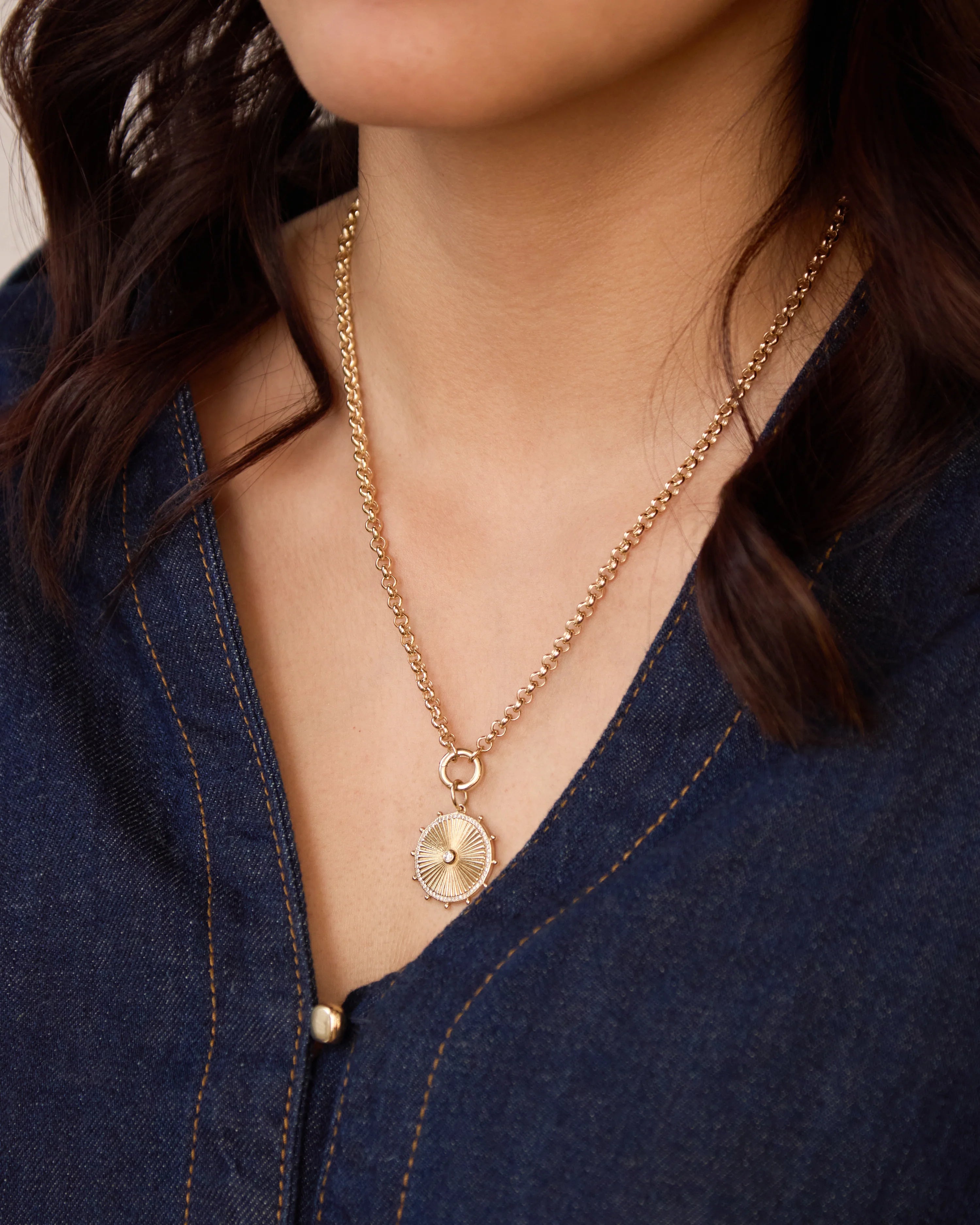 Cassandane Small Diamond Sun Medallion