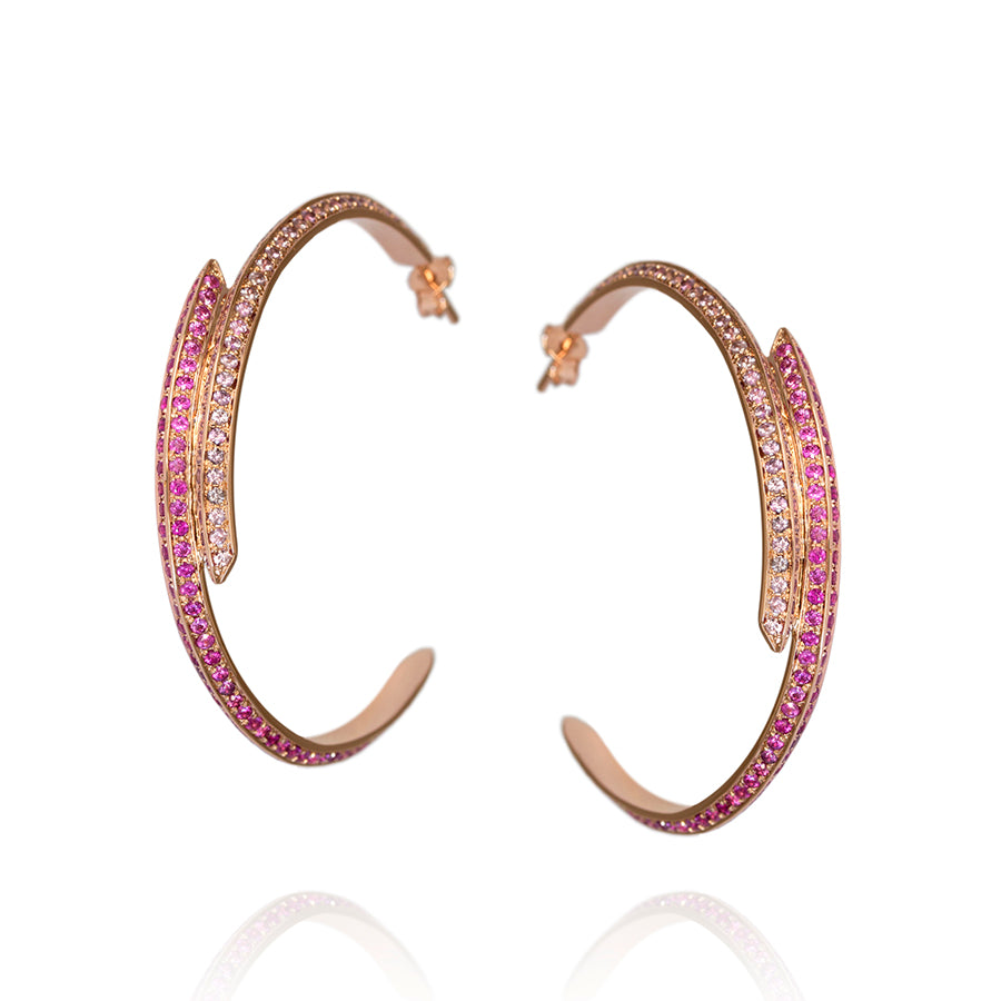 Modernist Pink Sapphire Hoops