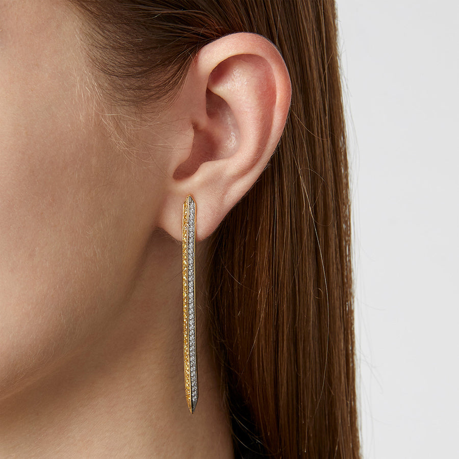 Modernist Diamond Yellow Sapphire Earrings