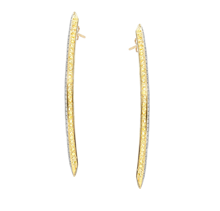 Modernist Diamond Yellow Sapphire Earrings