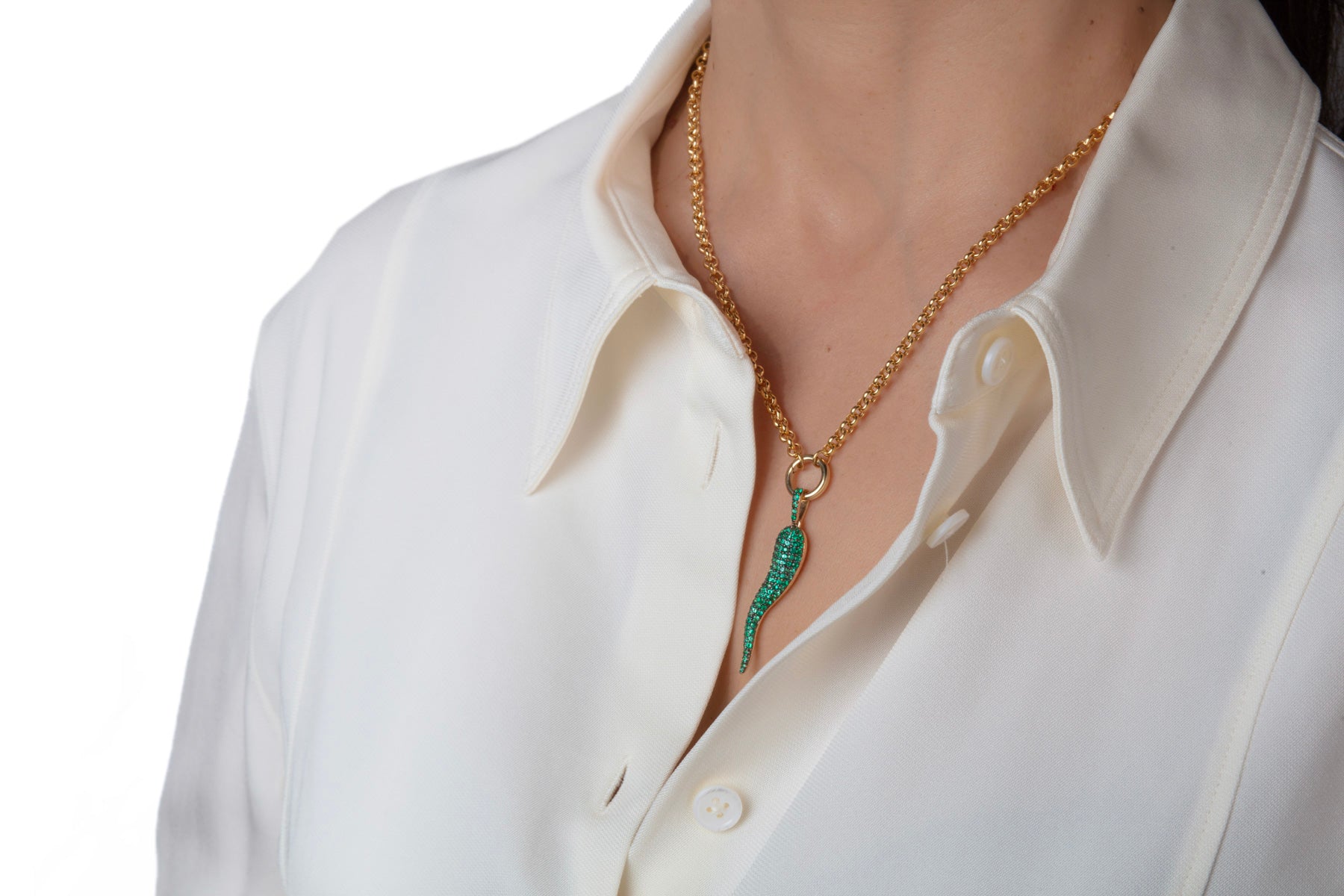 Emerald Cornicello Charm