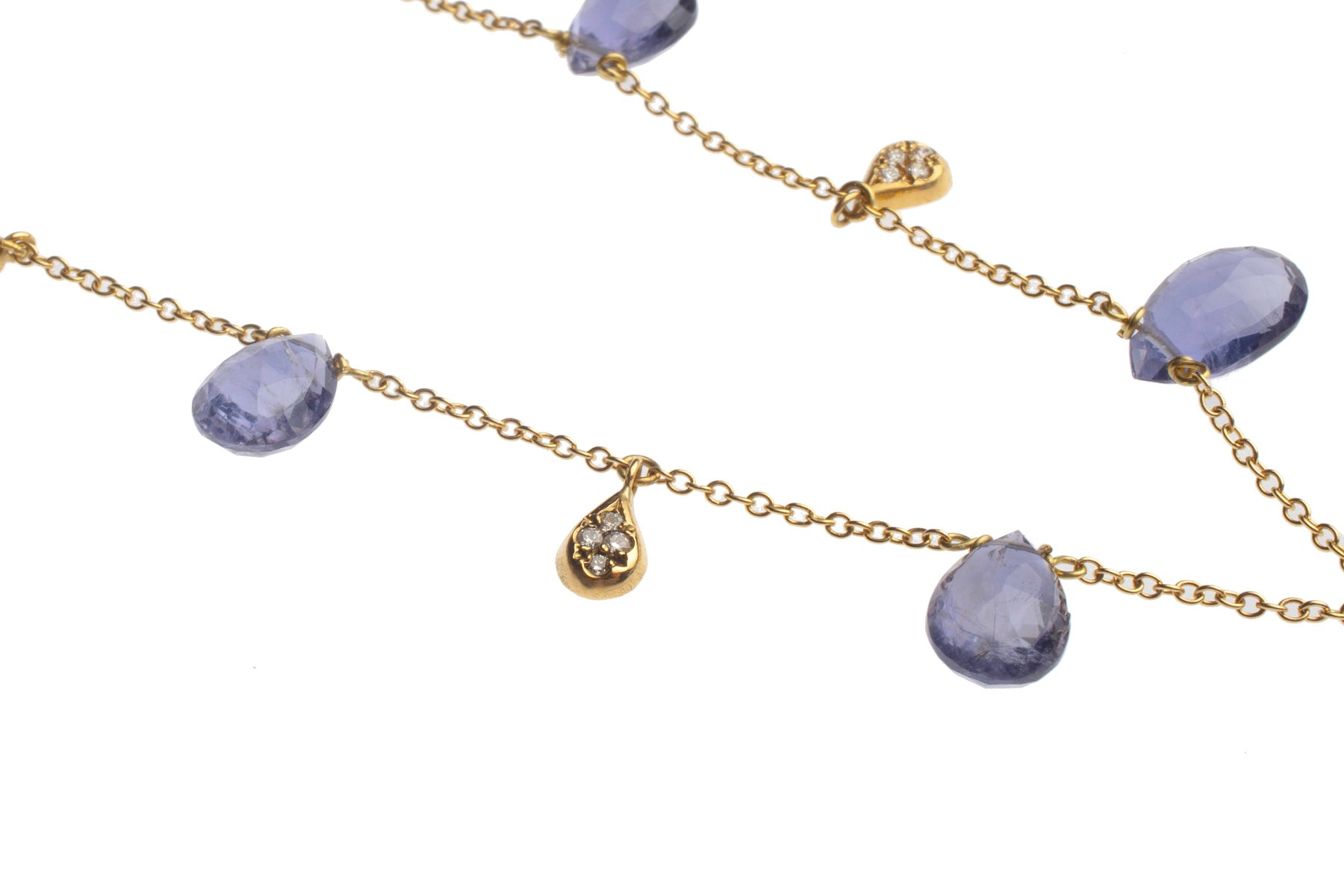 Five Drop Diamond Semi-Precious Beads Necklace