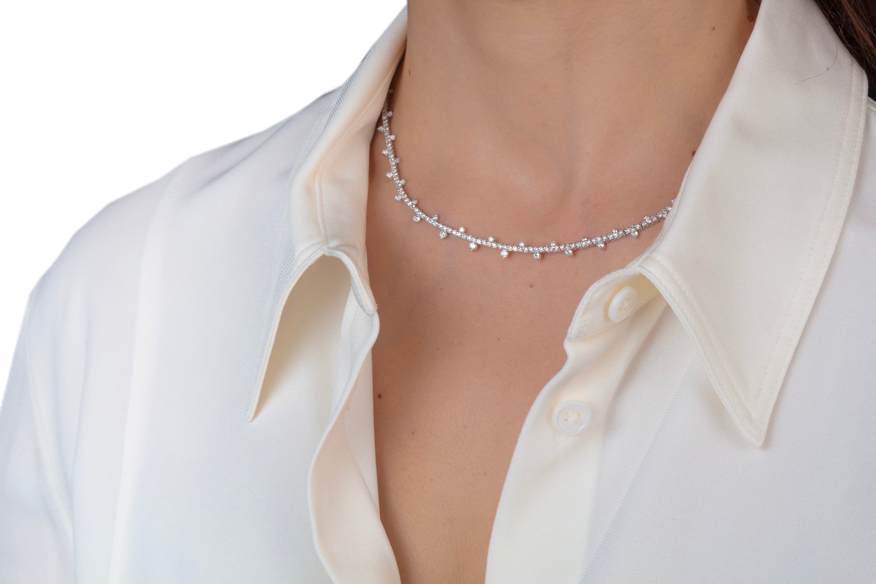 Diamond Droplet Choker Necklace