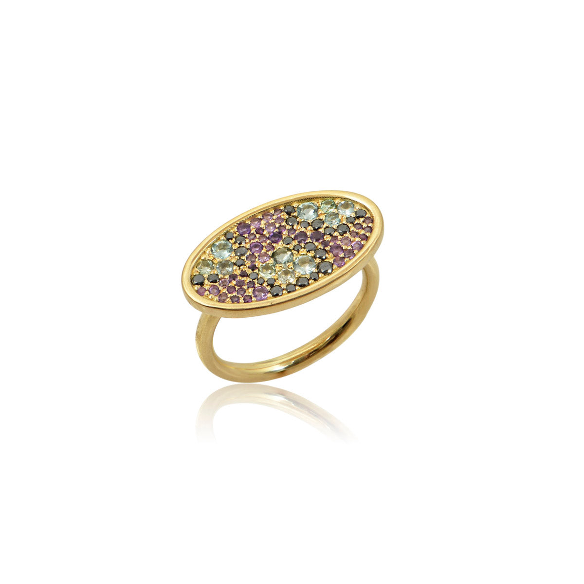 Leopard Crush Ring in Green & Amethyst