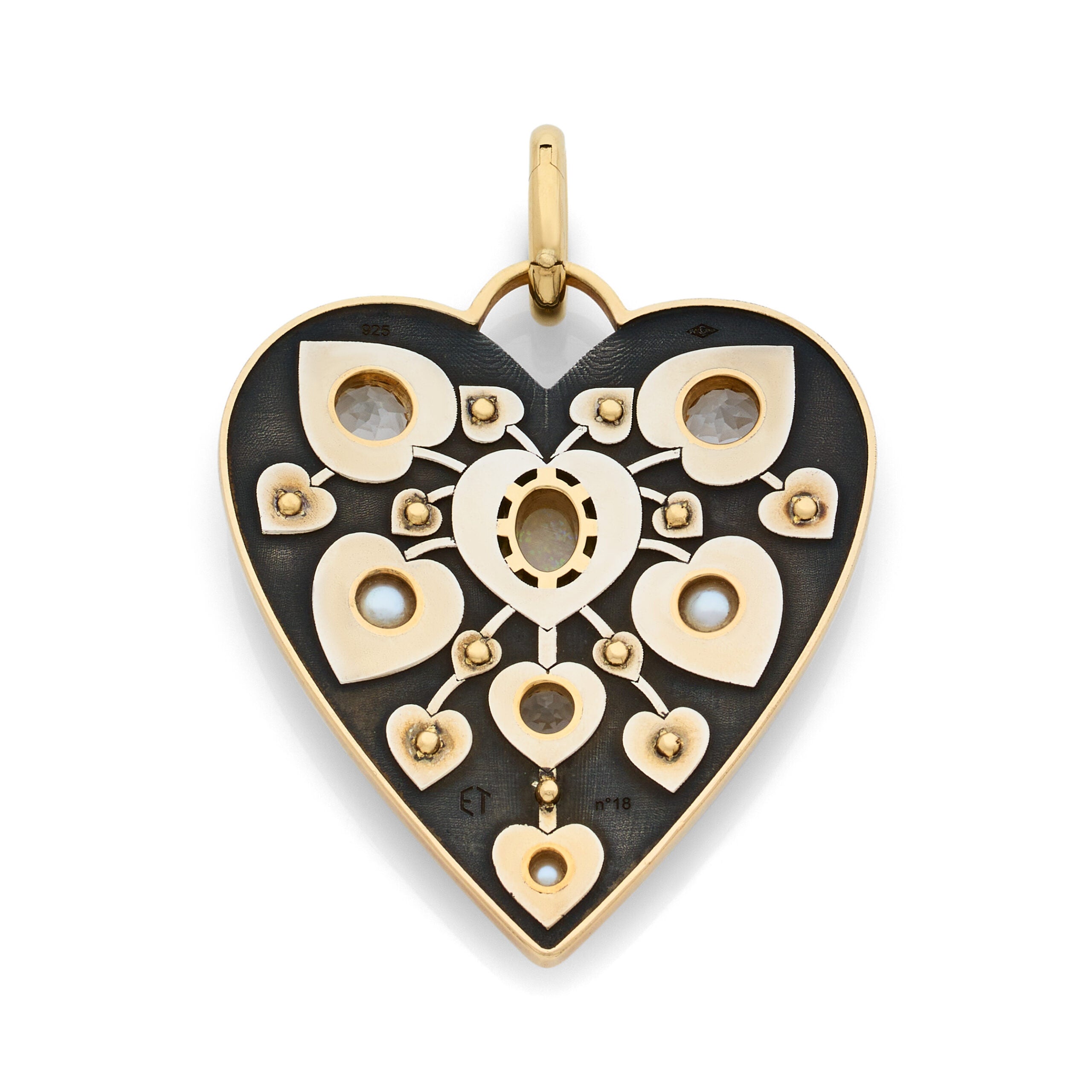 Opal Heart Charm Pendant Elie Top