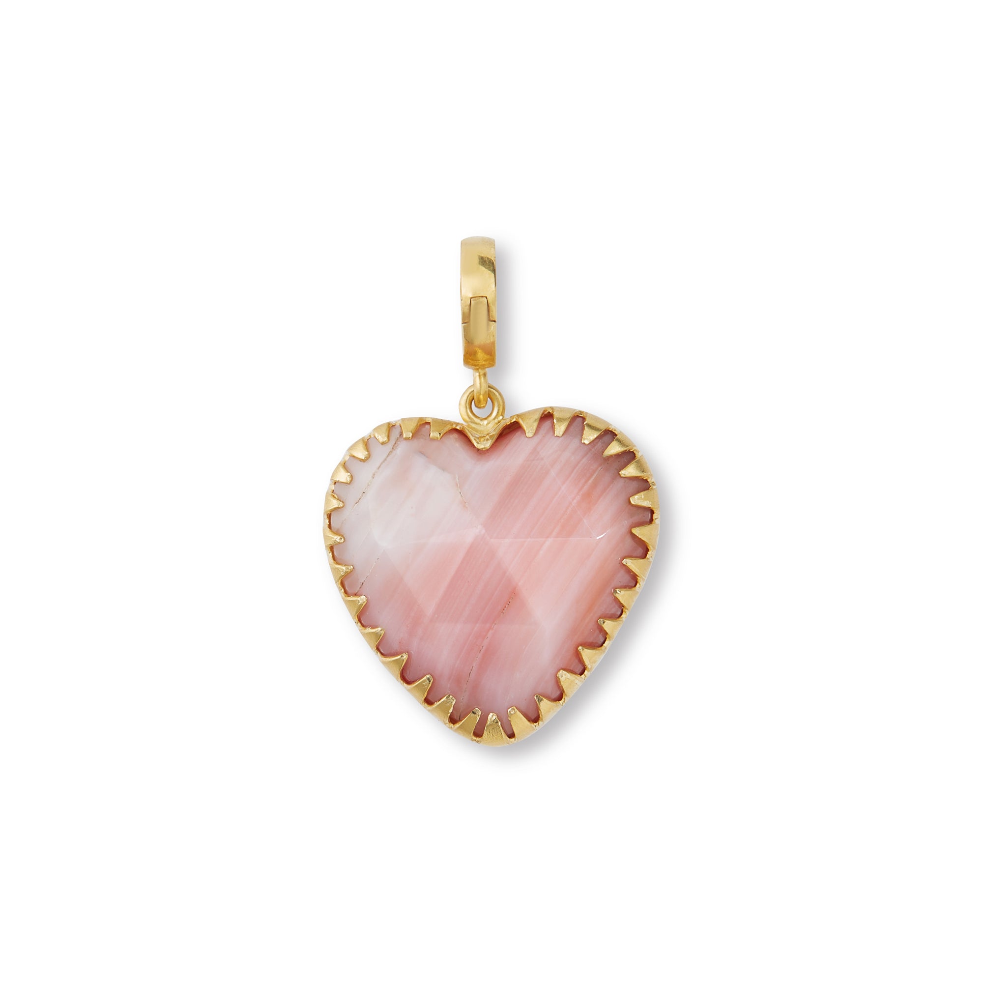 Medium Pink Opal Heart Charm
