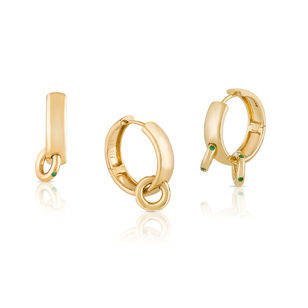 Pierced Hoops with Emeralds