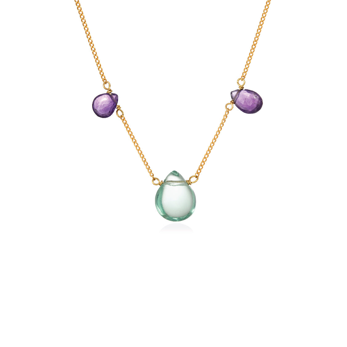 Pear Necklace with Amethysts