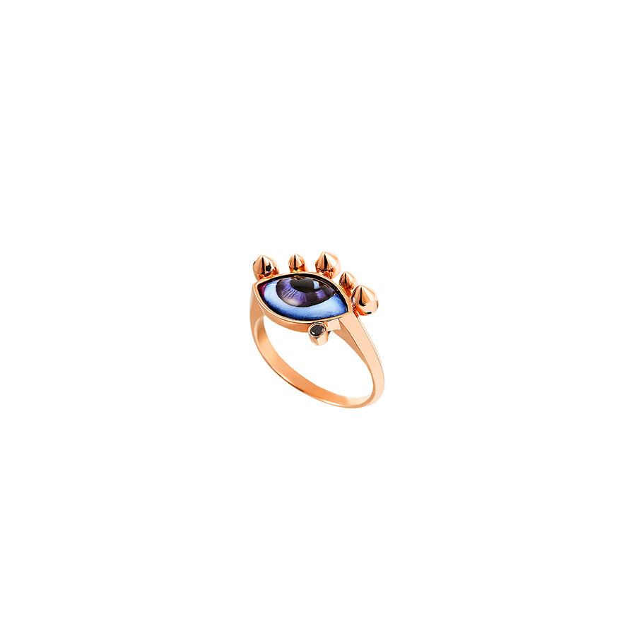 Russe Petit Mauve Enameled Eye Chevalier Ring