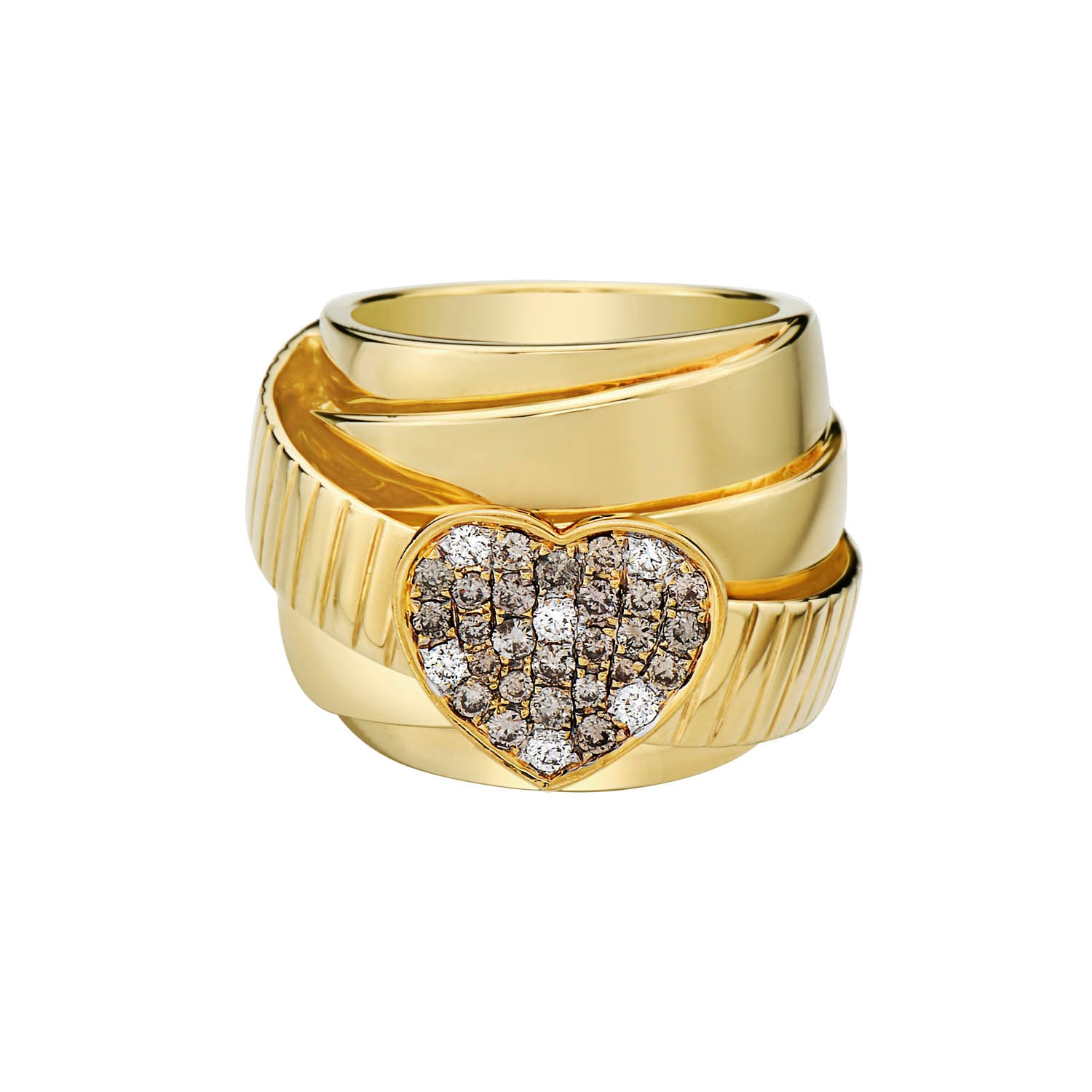 Chelsea Heart Ring with White and Champaign Diamonds