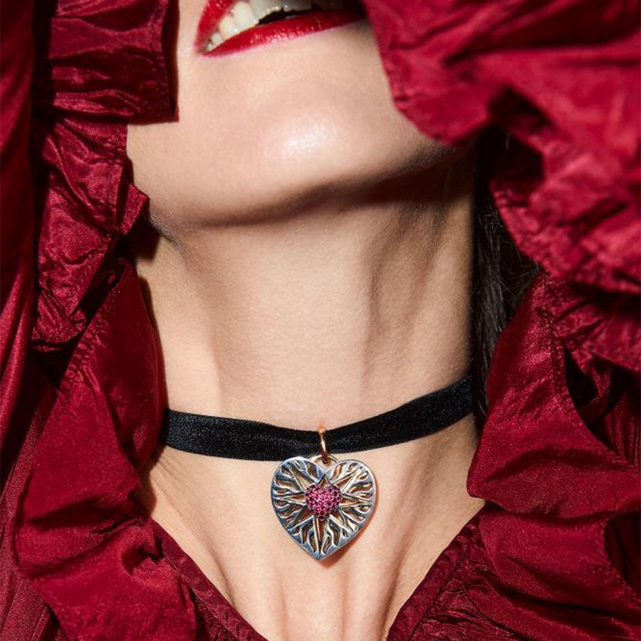 Ruby Heart Charm Pendant