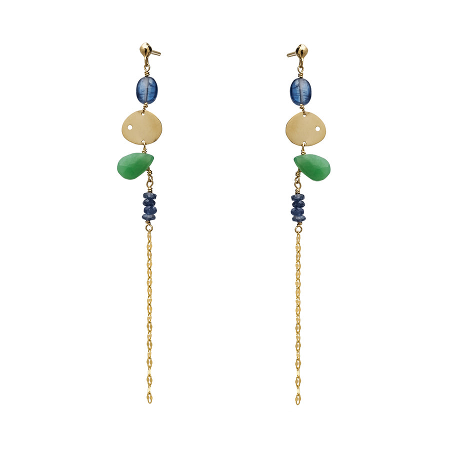 Chrysoprase Long Rainbow Earrings