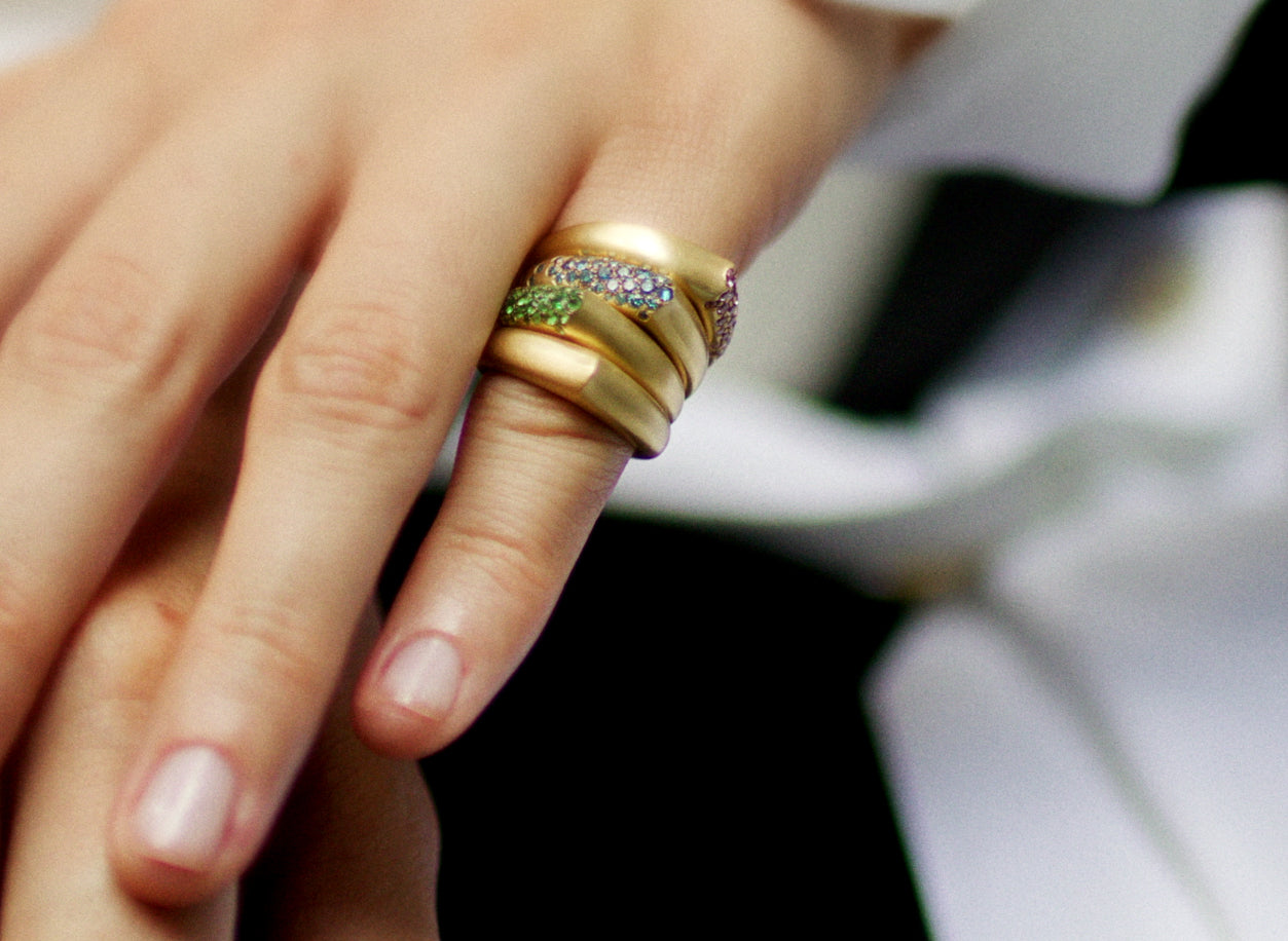 The Arch Self Love Stripe Small Ring The Arch Happiness Stripe Small Ring The Arch Luck Stripe Small Ring The Arch Courage Stripe Small Ring The Arch Prosperity Stripe Small Ring Nada Ghazal
