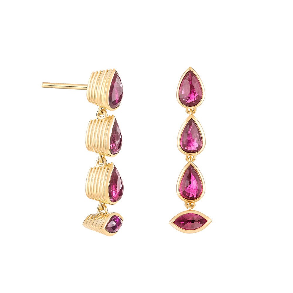 Tear Drops Earrings with Rubies