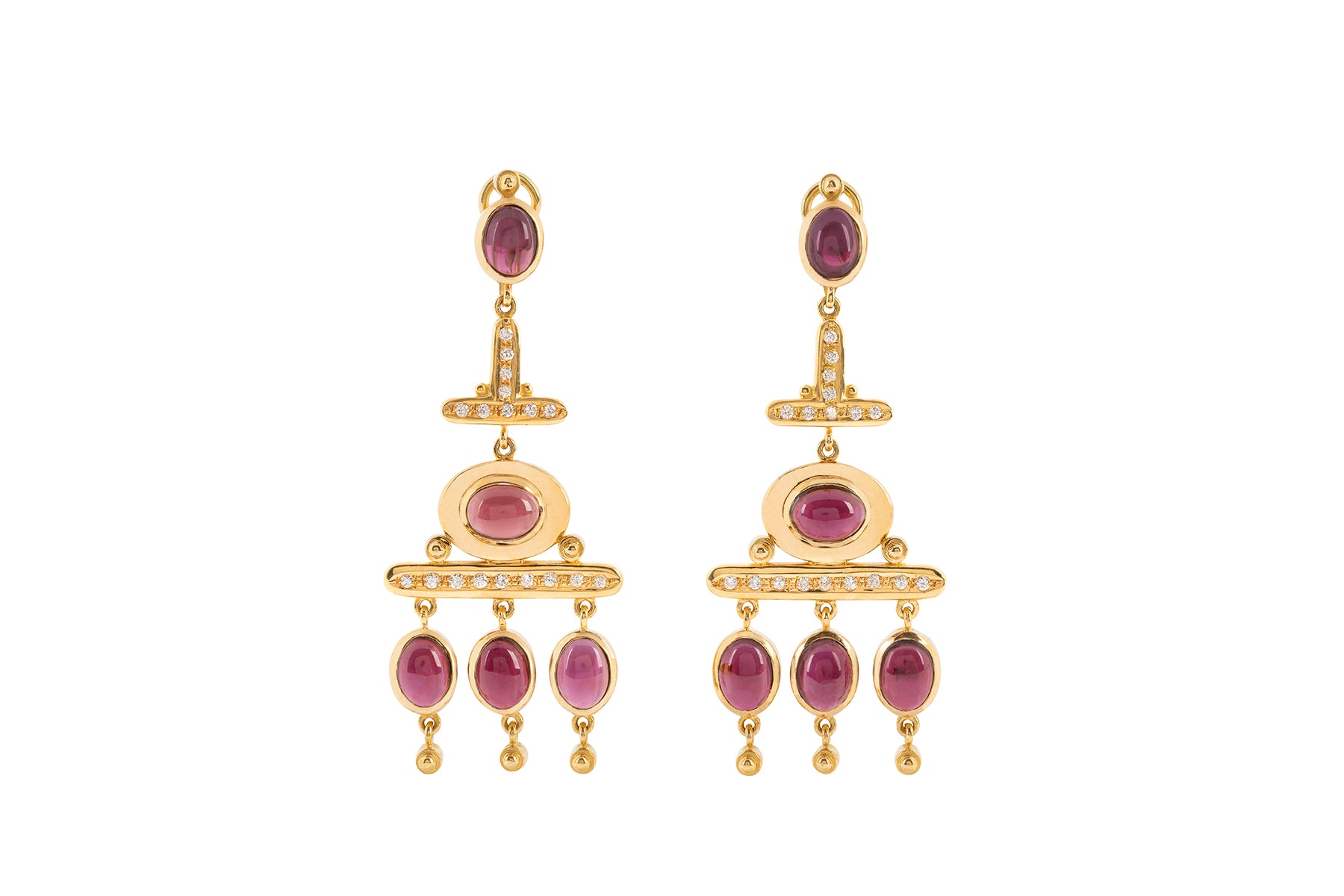 Long Tourmalines and Diamonds Earrings