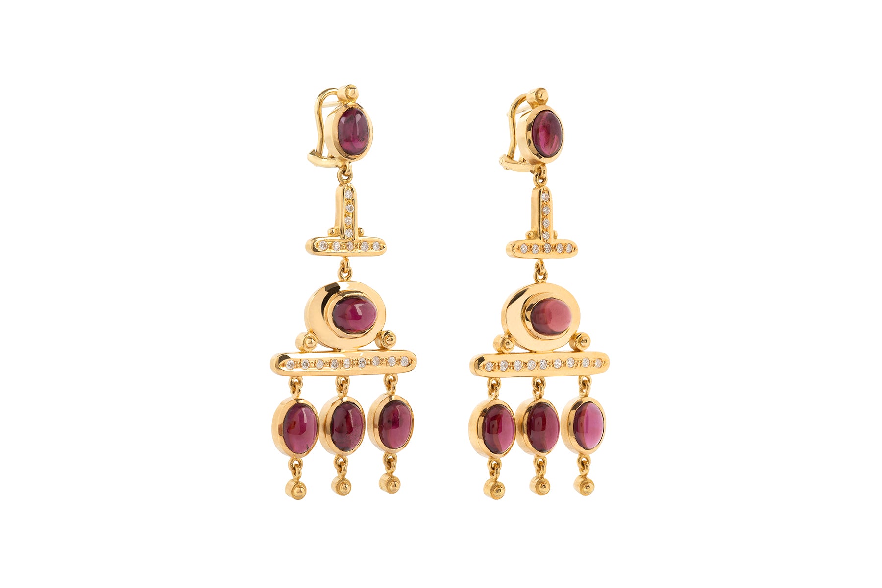 Long Tourmalines and Diamonds Earrings