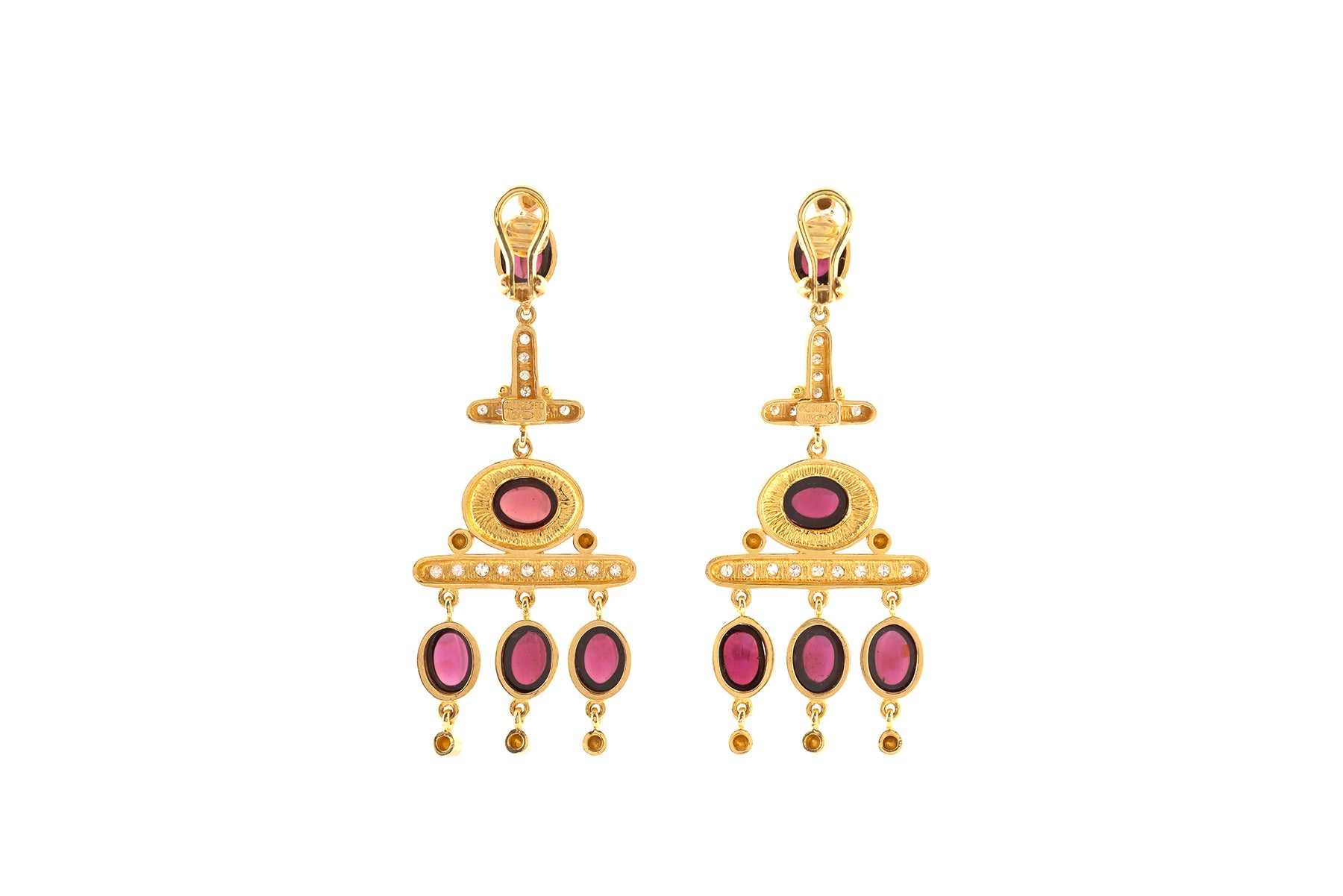 Long Tourmalines and Diamonds Earrings