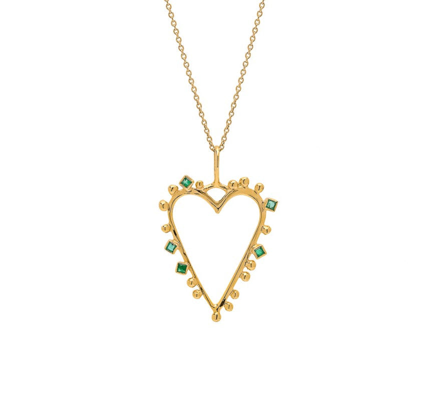Long Emerald Heart Pendant