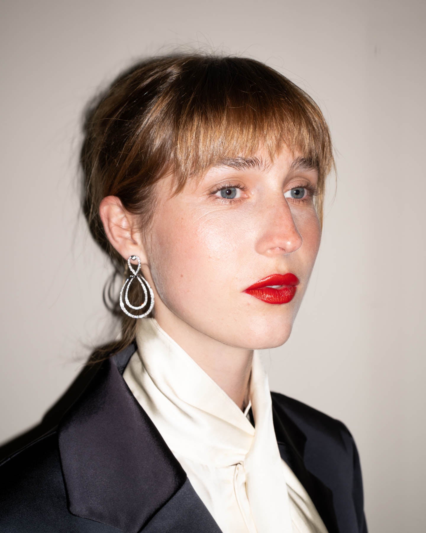 White Gold Diamond Double Drop Earrings