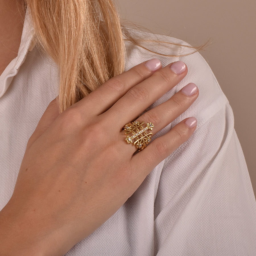 Aurelia Articulated Ring in 18K Yellow Gold and Diamonds