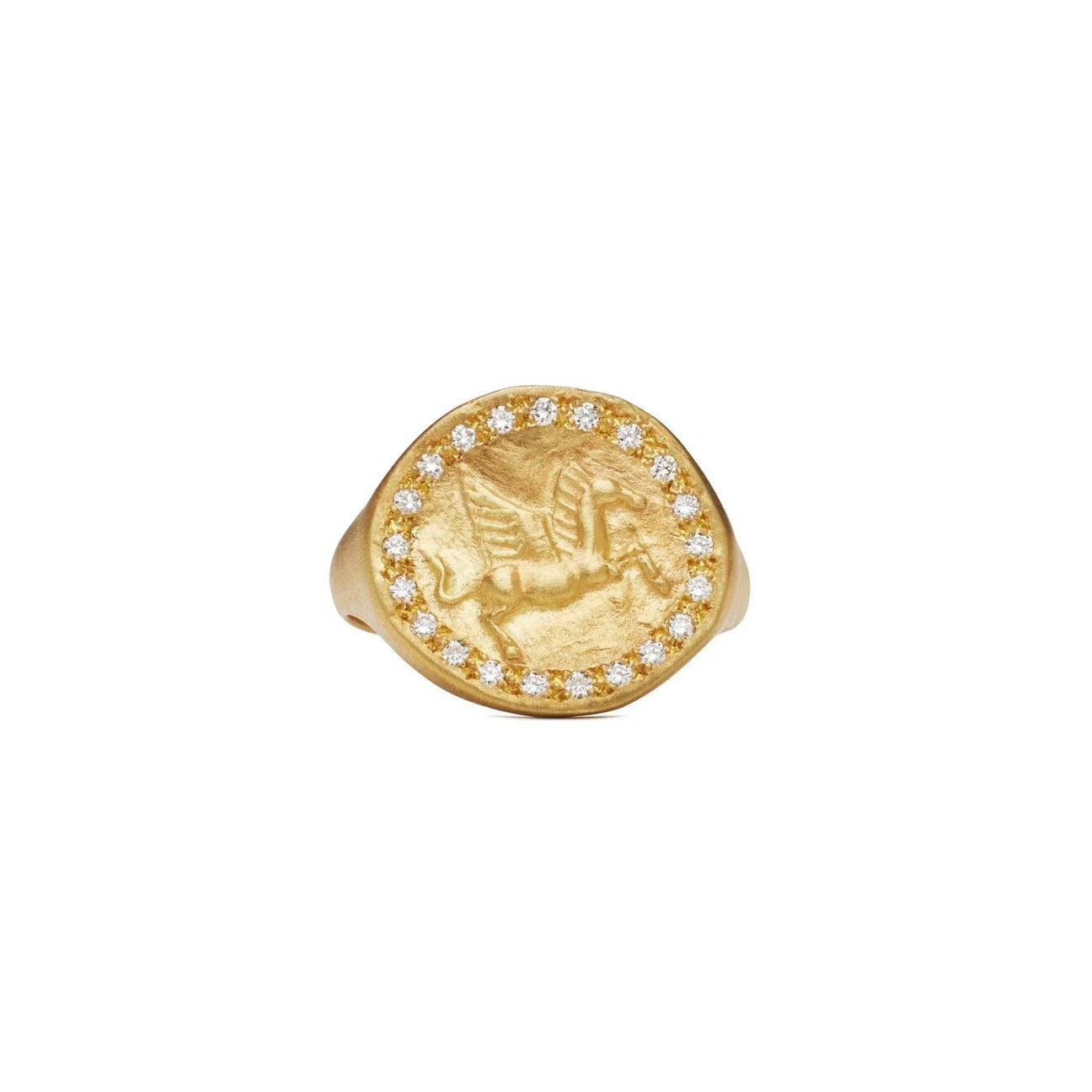 Coin Pegasus Ring with Diamonds