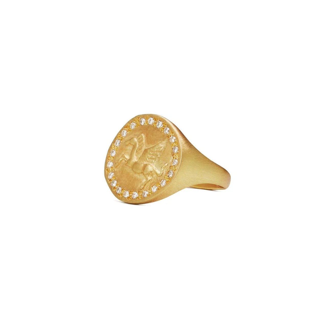 Coin Pegasus Ring with Diamonds