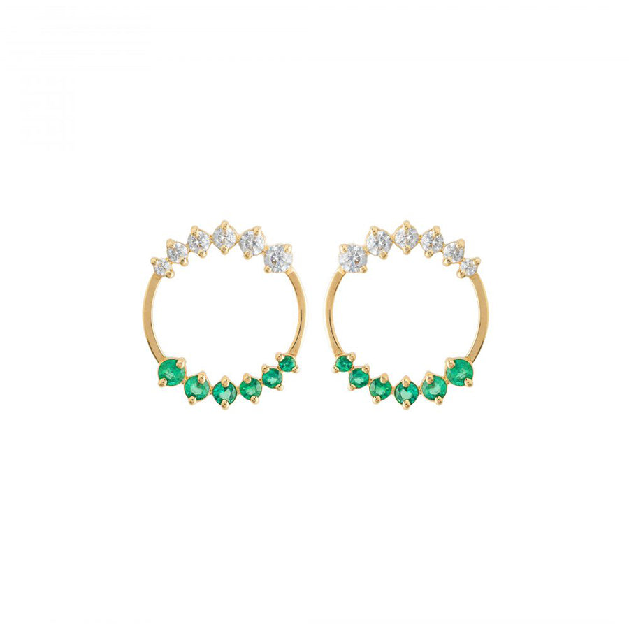 Caldera Earrings with Diamonds and Emeralds