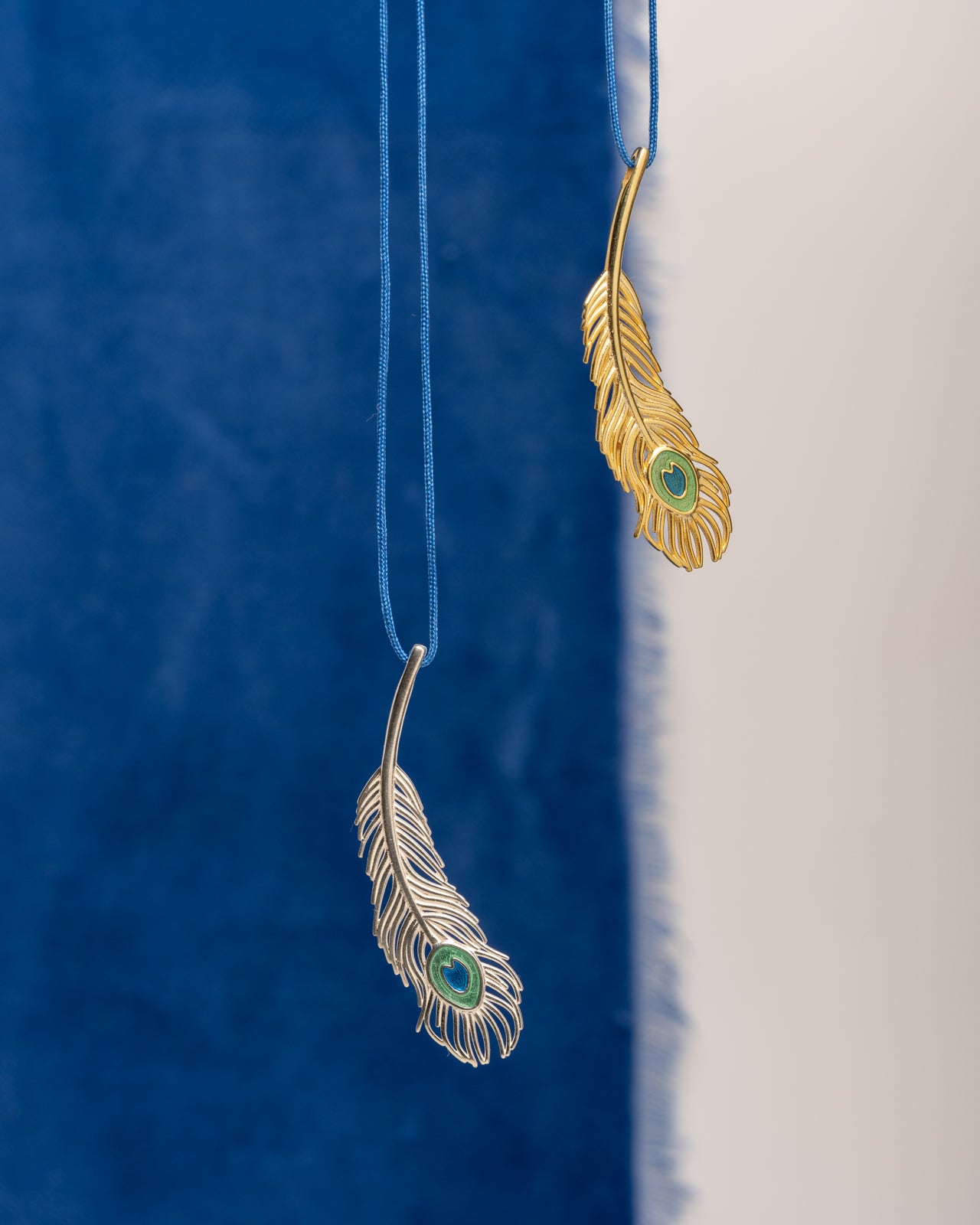 Peacock Silver Feather Lucky Charm