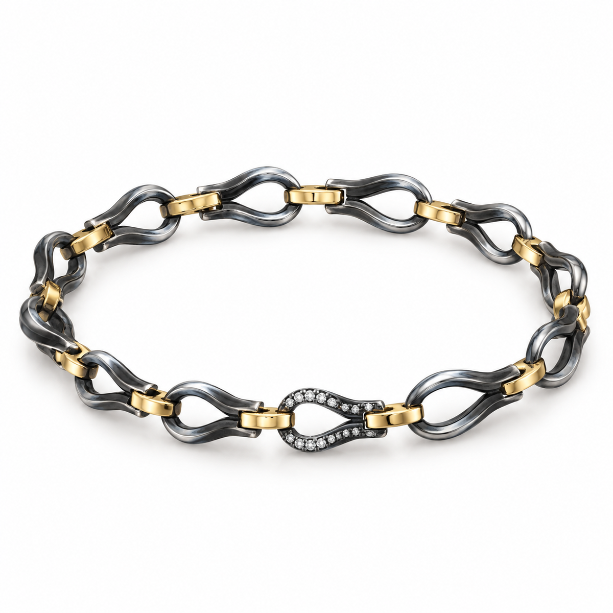 Hum Refine Metal Collection Diamond Bracelet with one diamond-set link on a white background