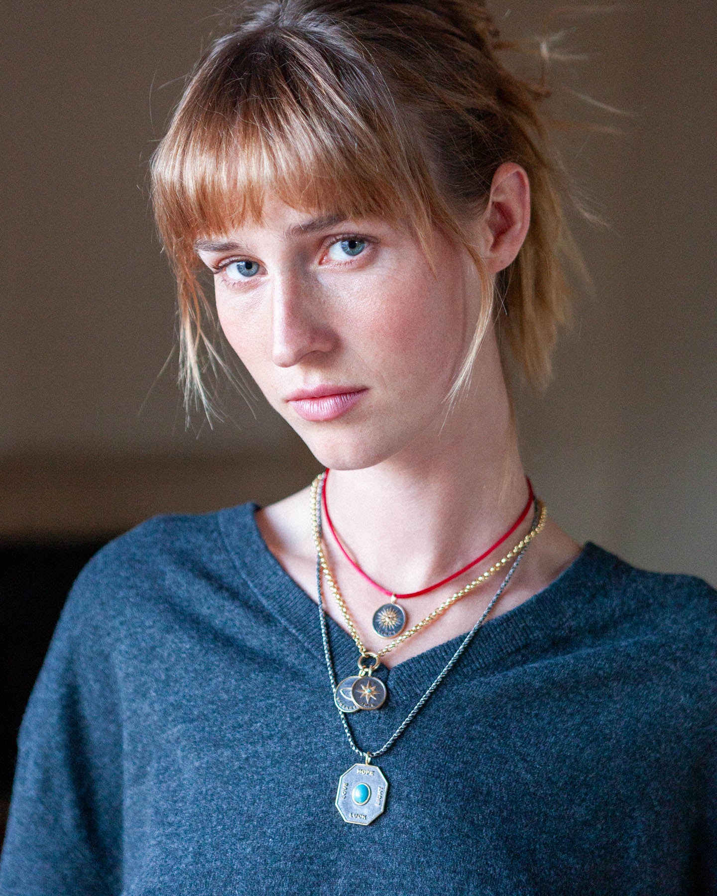 Love, Luck, Hope, Light Large Turquoise Pendant