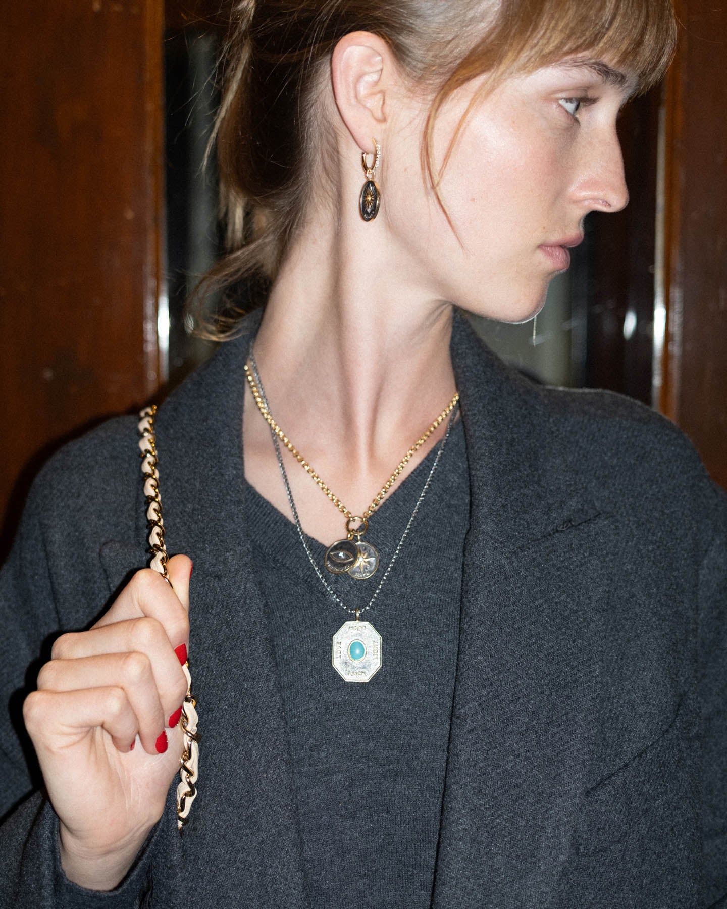 Love, Luck, Hope, Light Large Turquoise Pendant