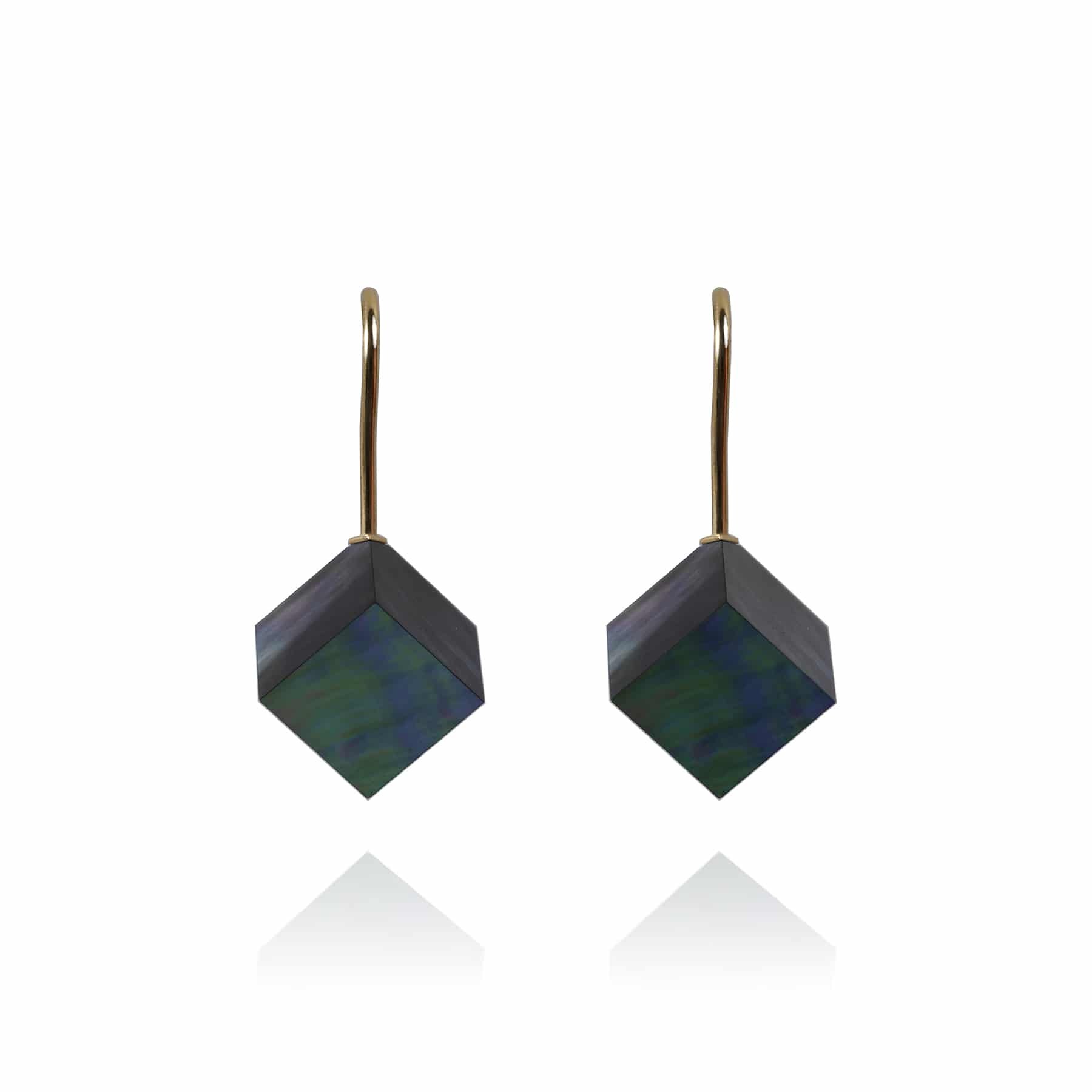 Cube Hook Earrings in Peacock