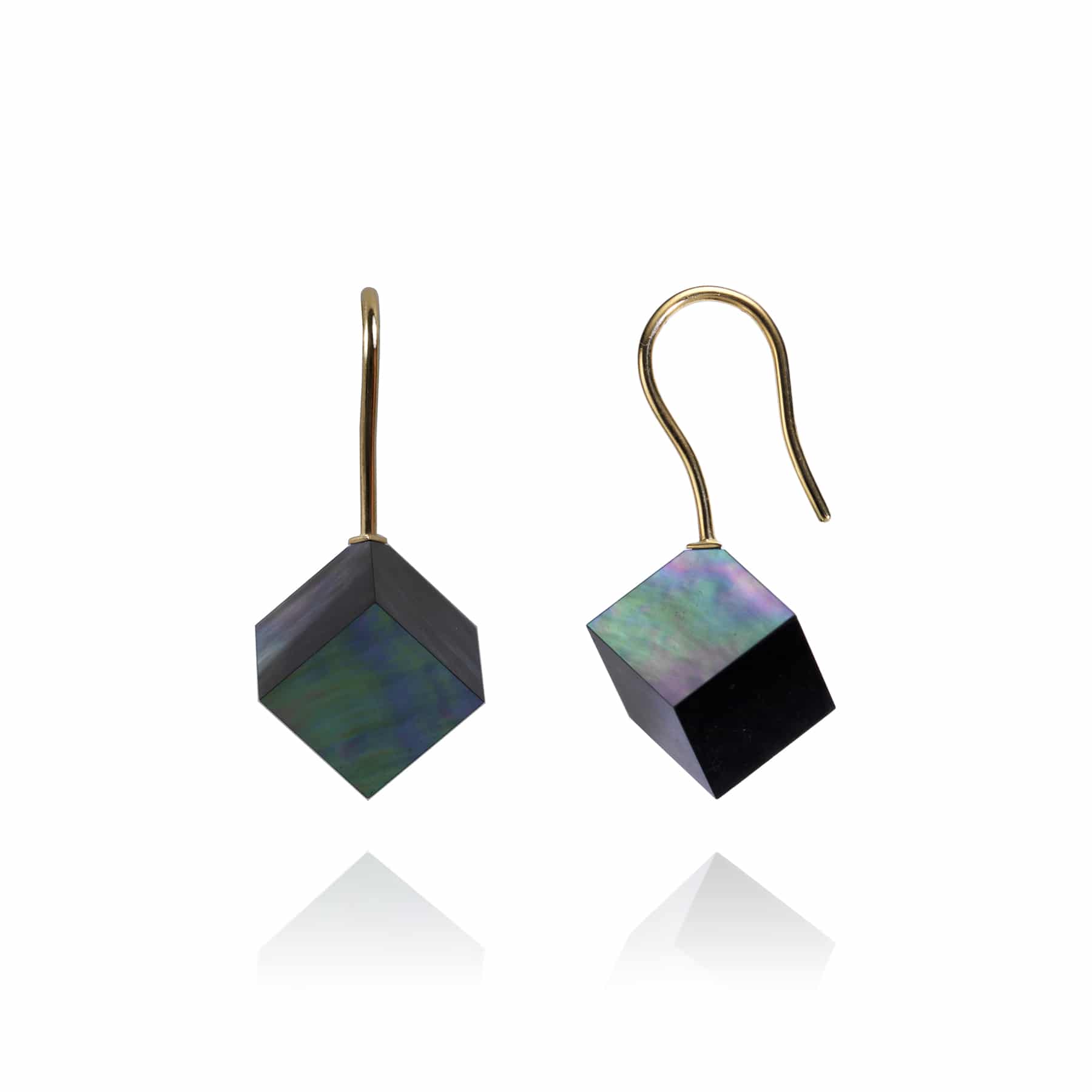 Cube Hook Earrings in Peacock