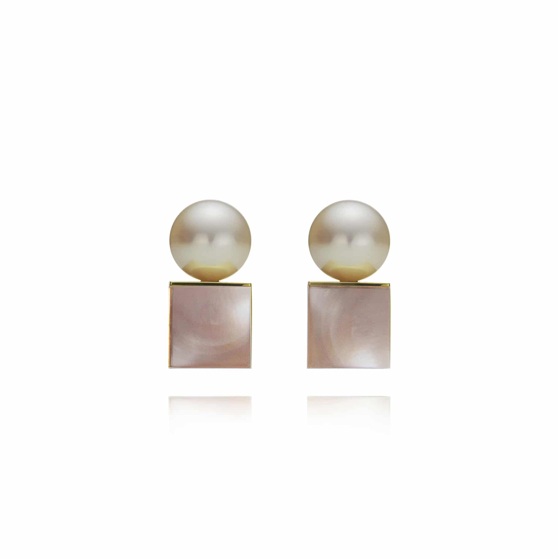 Cube Stud Earrings White