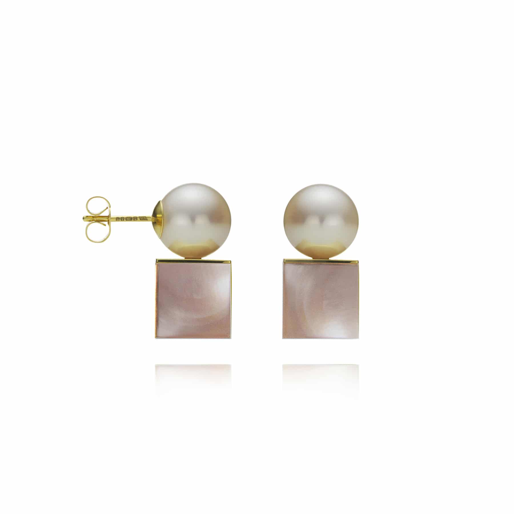 Cube Stud Earrings White