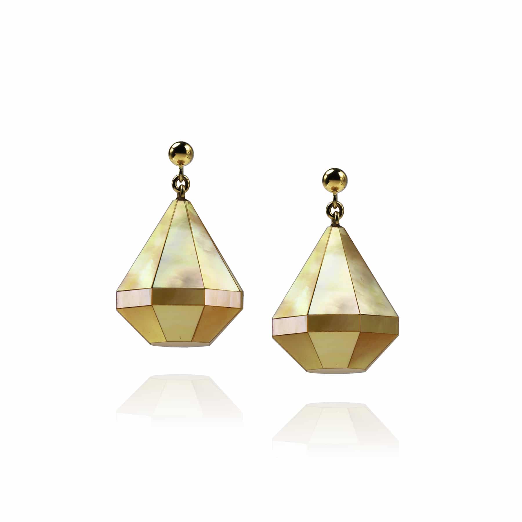 MOP Diamond Earrings in Gold